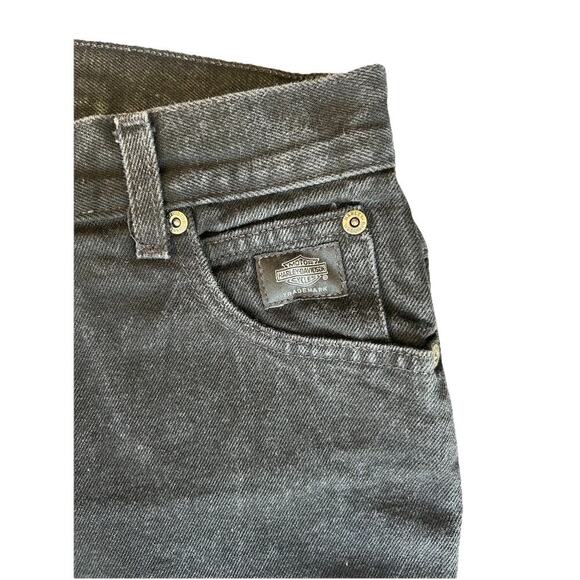 Men’s Black Harley Davidson 100% Cotton Biker Denim Jeans Waist Size 31” - Picture 3 of 6